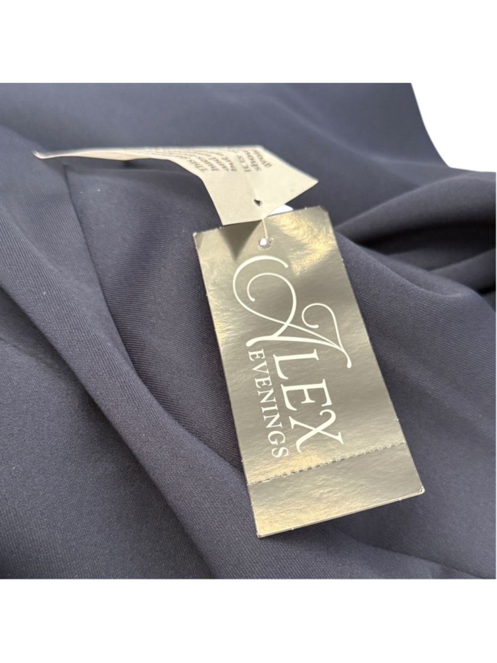 Alex Evenings Navy Ruched Cascade Evening Gown Dress Women’s Size 12 NWT Formal - Picture 5 of 8